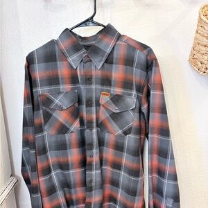 DIXXON Men's Gray and Orange Plaid Button-Down Shirt